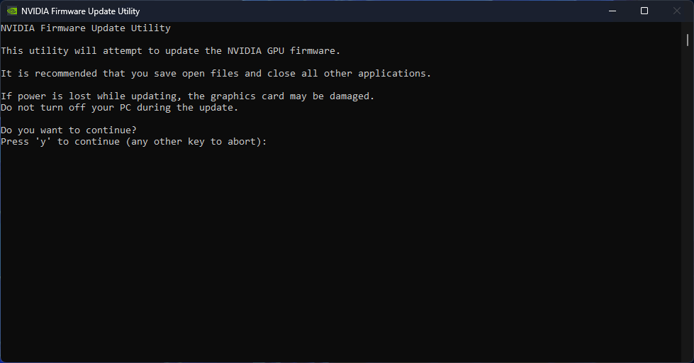 NVIDIA Firmware Update Screenshot Step 1