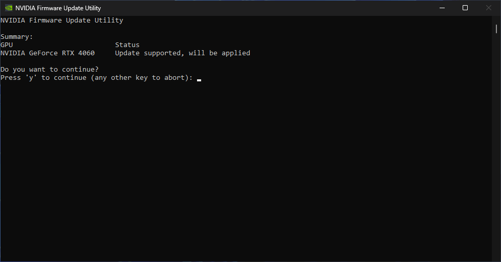 NVIDIA Firmware Update Utility Step 2 Screenshot