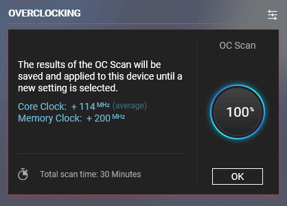 VelocityX Overclocking Controls App Screen