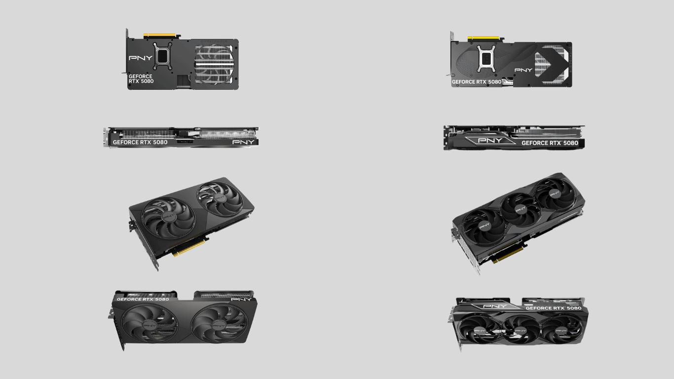 PNY RTX 5080 SLIM and standard RTX 5080 comparison